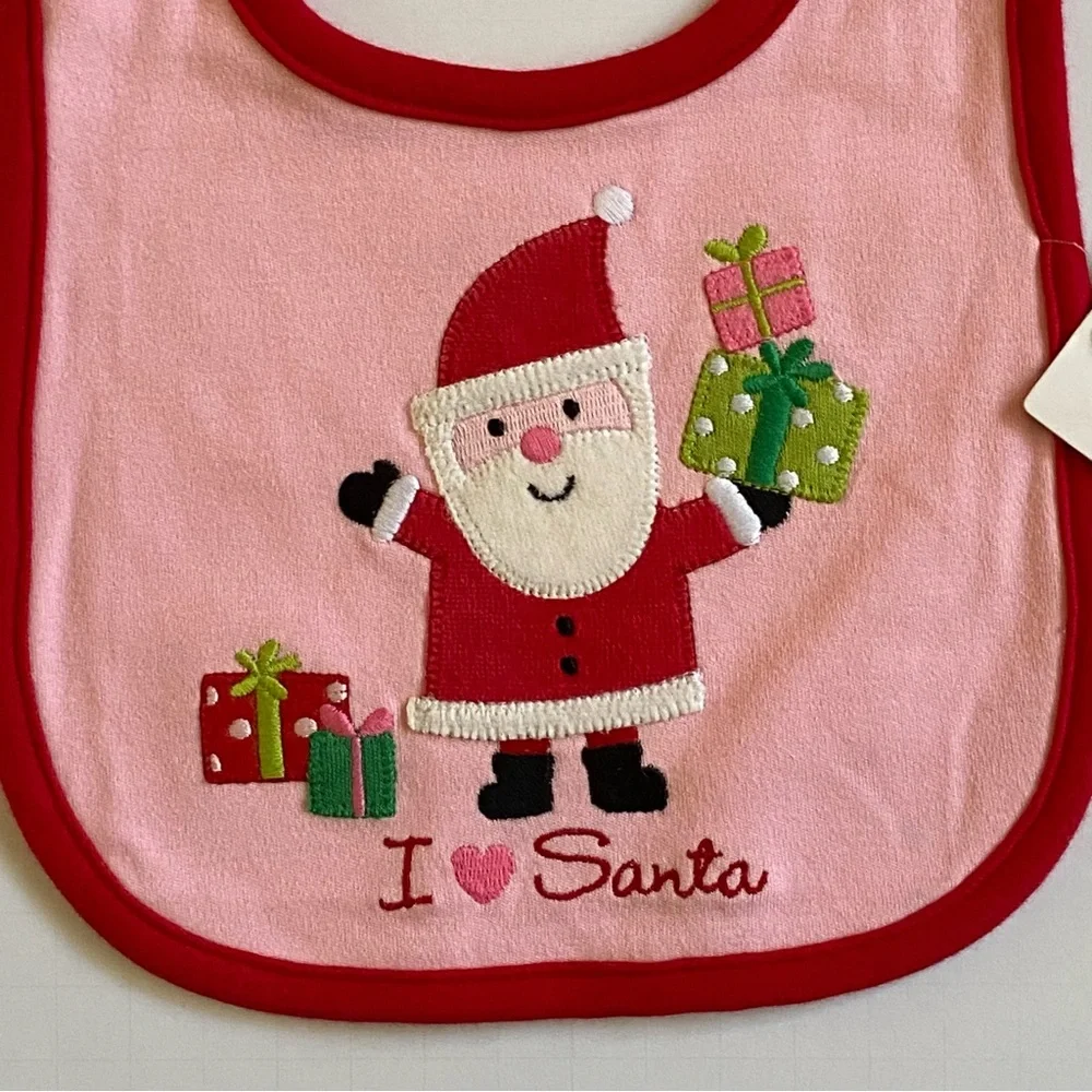 Christmas Bib NWT I Love Santa Holiday Infant NEW Carter’s Baby Girls Boys Red